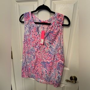 NWT Lilly Pulitzer XXL Essie Top- Raz Berry Sea You Soon